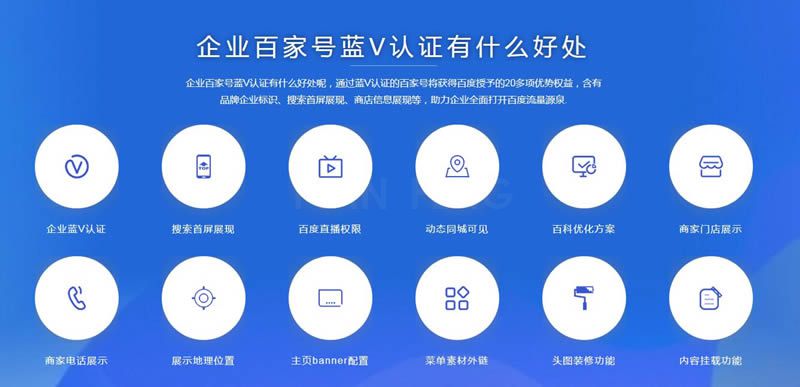 企业百家号官方蓝V标识认证，关键词首页展示权(图1)