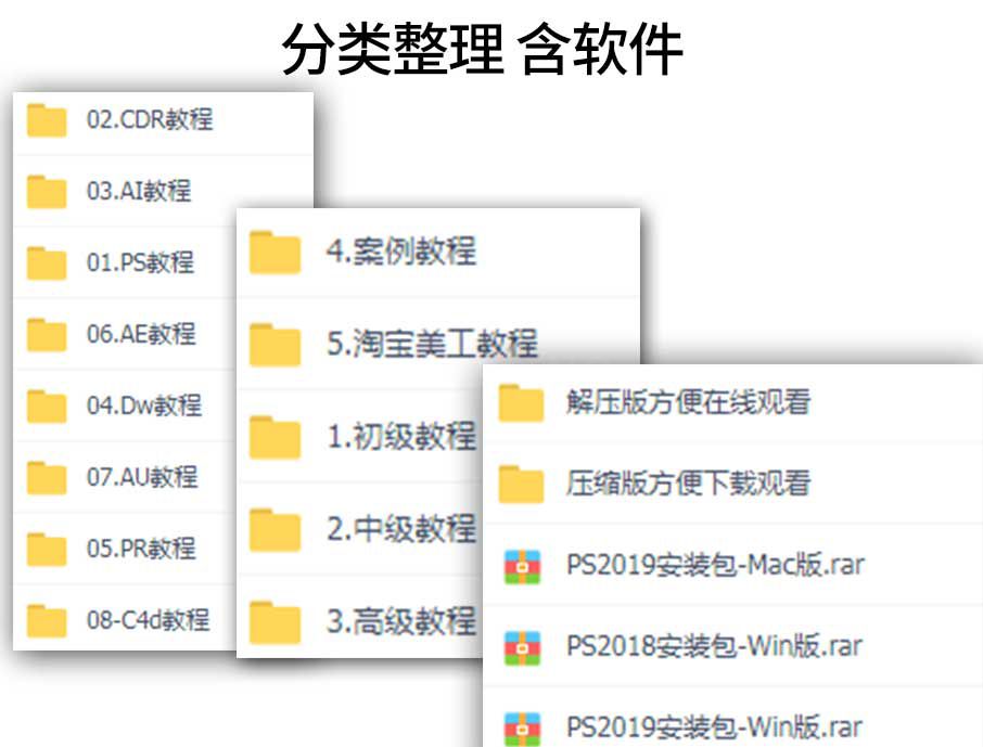 【教程+软件】PS视频教程Pr零基础学习UI设计C4D全套CDR电商AI插画AE粒子特效(图6)